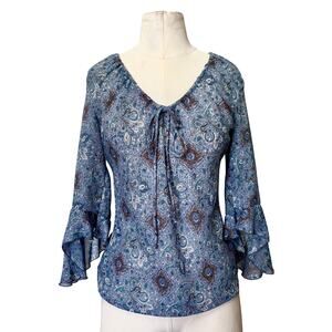 Vintage Byer California Paisley Flowy Flutter Sleeve Boho Fairycore Top